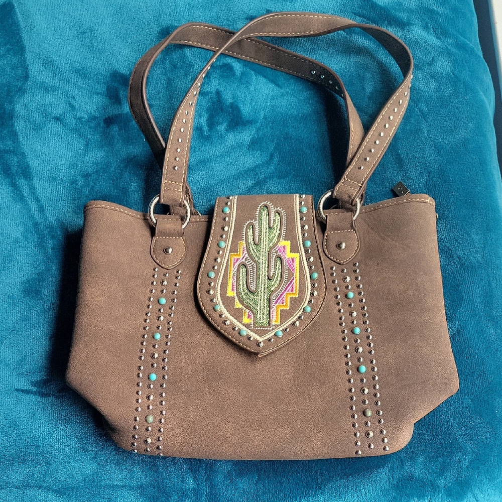 Montana West Brown Shoulder Bag with Gold Accents